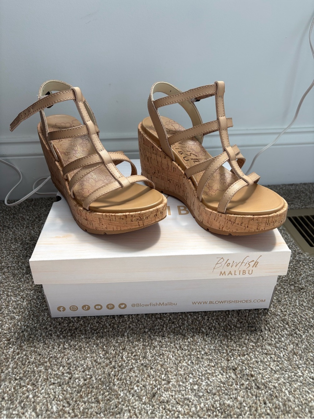 Blowfish Malibu Tan Cork Wedge Sandals